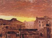 Frederic E.Church Rooftops at Sunset,Rome,Italy oil